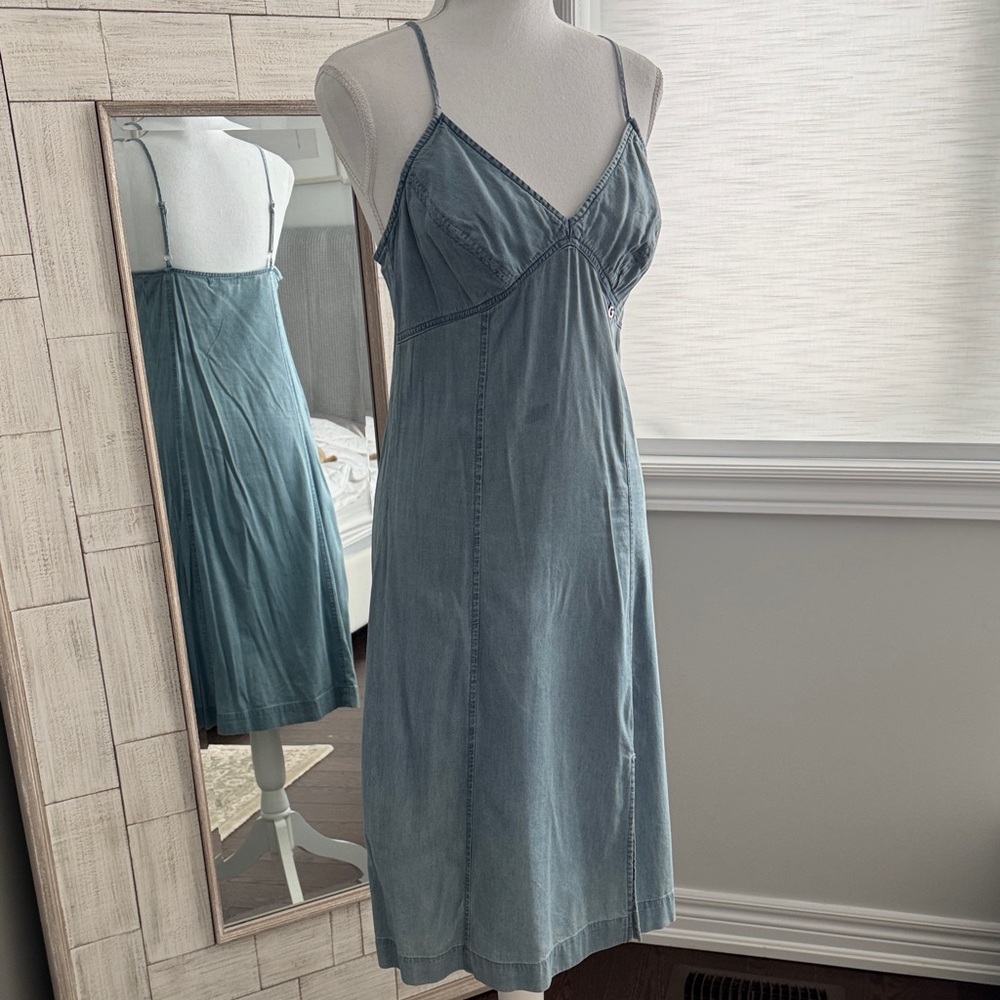 3for $25 

Guess chambray Denim Blue Slip Dress with side slit